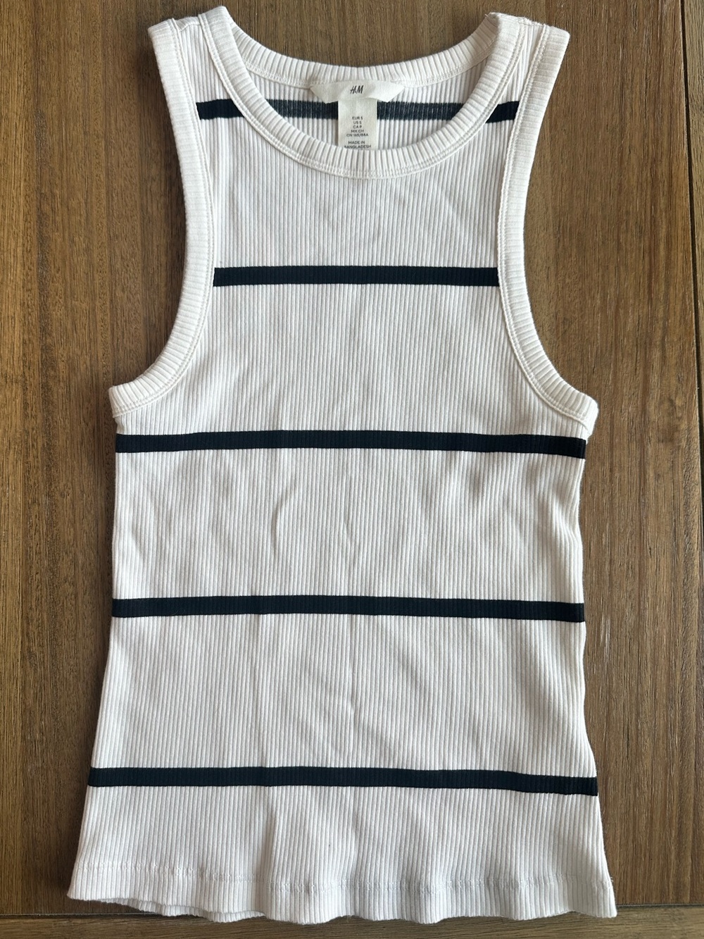 H&M White Stripped Ribbed Tank